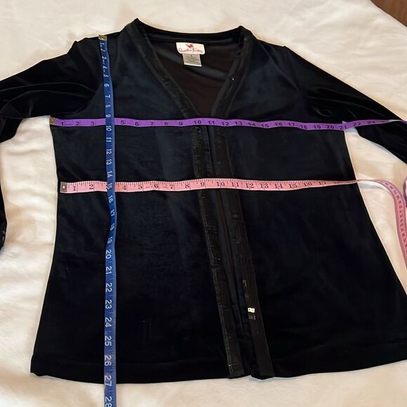 Quacker Factory Black Blazer Jacket with Sequin Trim Sz Small VNeck Long Sleeve - Picture 11 of 11